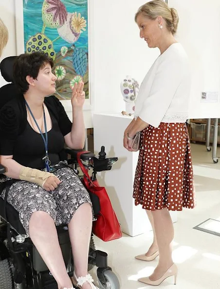 Countess Sophie visited the National Star College and Overbury Enterprise. The Countess wore Prada Dress, Shoes and Sophie Habsburg clutch