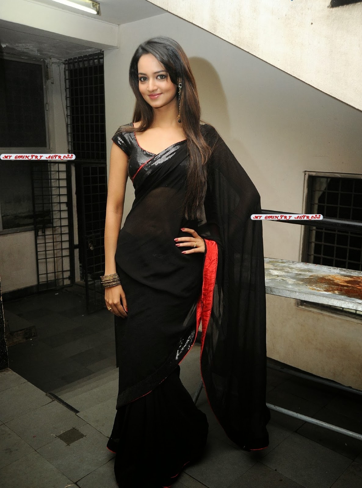 My Country Actress Shanvi Srivastava Hot In Black Saree Photos