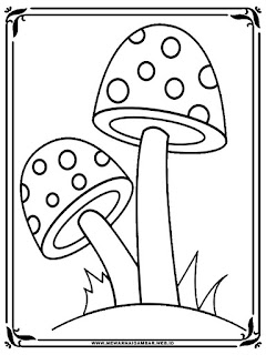gambar jamur untuk diwarnai anak tk