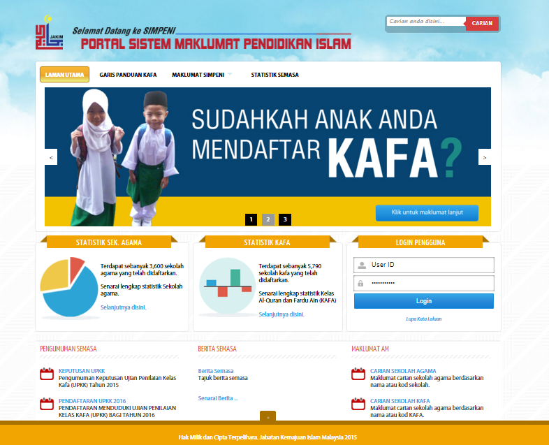 Sekolah Rendah Agama Rakyat Sungai Rokam Ipoh Perak Panduan Mengisi Maklumat Sistem Maklumat Pendidikan Islam Simpeni Jakim Buat Guru Guru Kafa