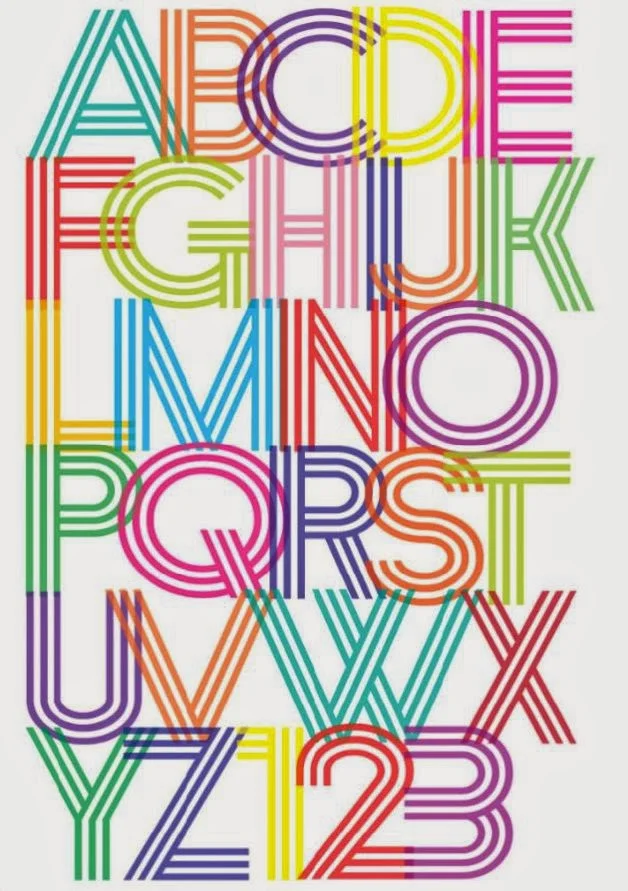 colourful 70s disco font