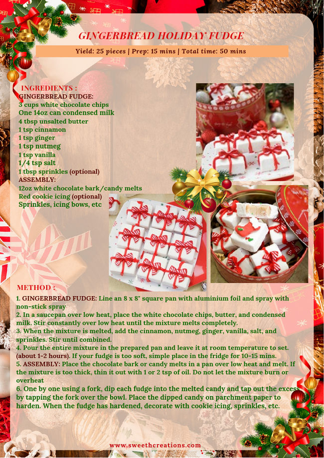SHC Special Edition Recipes GINGERBREAD HOLIDAY FUDGE RECIPE