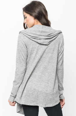 Buy Now Grey Hooded Cardigan Online $10 -@caralase.com