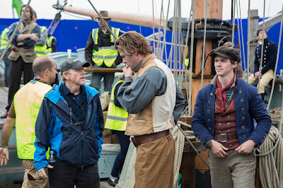 Chris Hemsworth and director Ron Howard on the set of In The Heart of the Sea