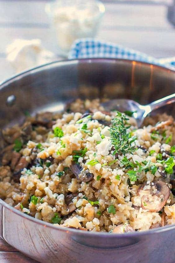 Cauliflower Rice with Feta and Mushrooms variousfoods