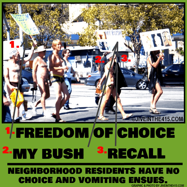 Naked residents of San Francisco cross Castro Street on Saturday September 28th, 2013, to protest the city ban on public nudity. photo by jiveinthe415.com