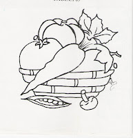 desenho de cesta de legumes para pintar