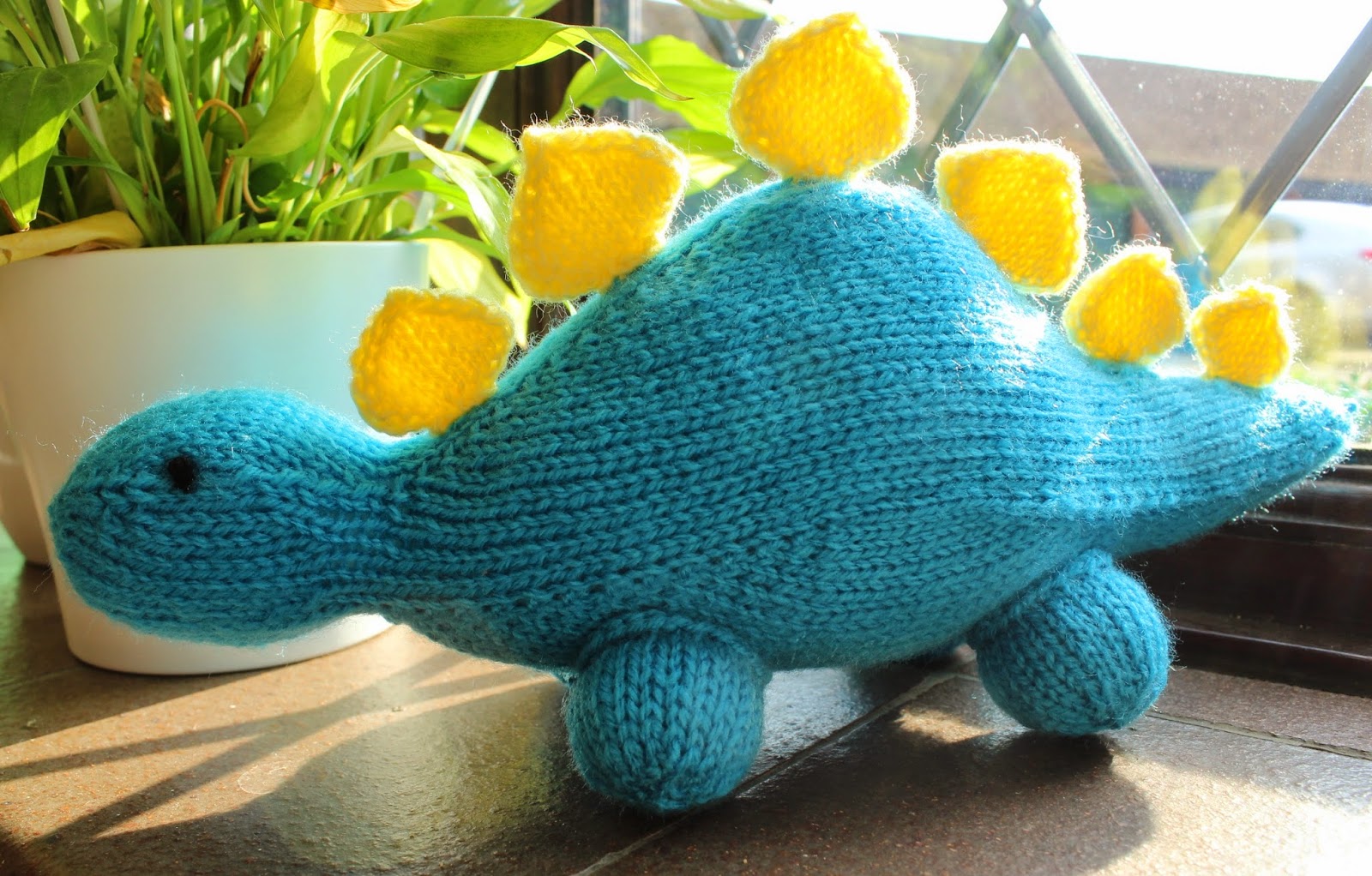 large knitted dinosaur