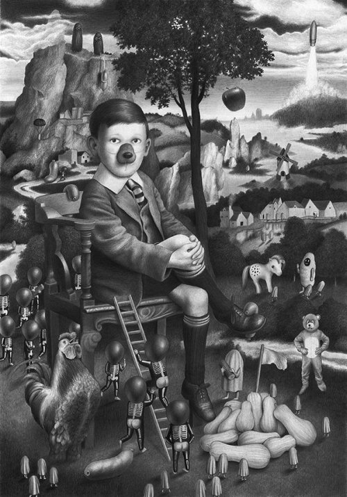 As surreais e bizarras ilustrações em preto e branco de Amandine Urruty Amandine Urruty ilustrações arte desenhos grafite preto e branco surreal macabro bizarro onírico