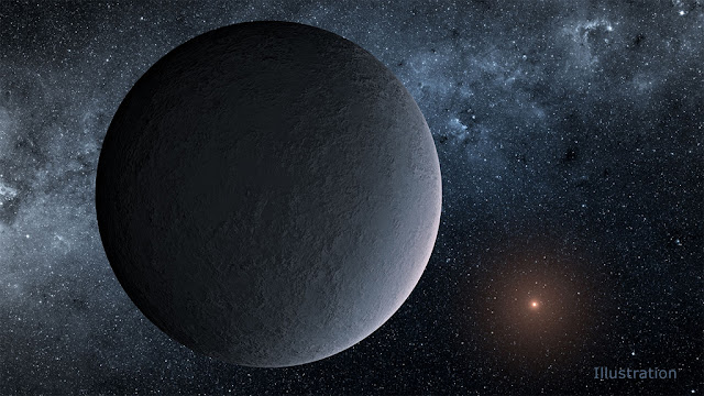 Ilustração artística do exoplaneta OGLE-2016-BLG-1195Lb - uma Terra de Gelo