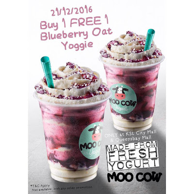 Moo Cow Frozen Yogurt Blueberry Oatmeal Yoggie Buy 1 Free 1 Promo