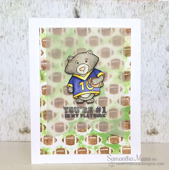Bear Football Card by Samantha Mann | Touchdown Tails stamp set by Newton's Nook Designs #newtonsnook #football 