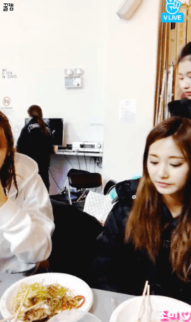 점심 기습 브이라이브 쯔위예요+먹방 정연,사나,모모,나연 출연.gif | 인스티즈