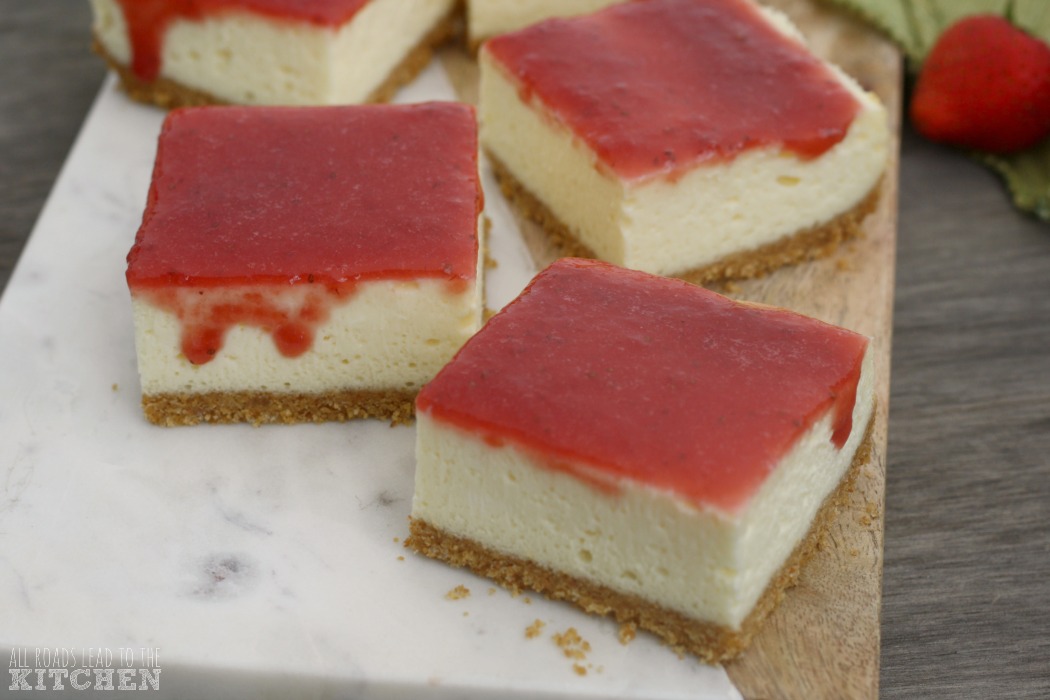 Strawberry Cheesecake Bars inspired by #GREATERmovie