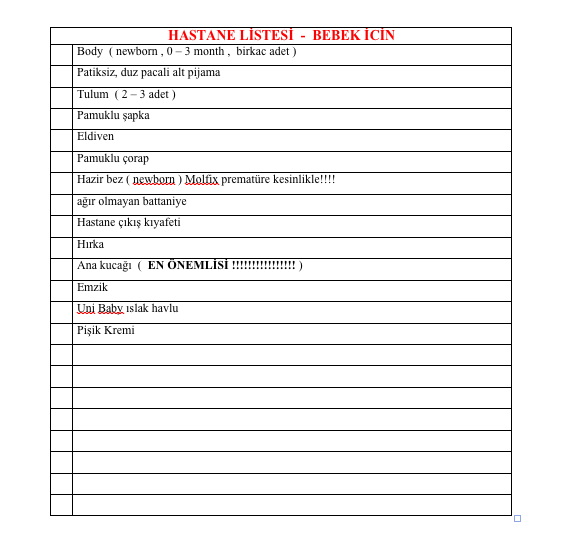 Bebek Hastane Çantası Mutlu Bir Hayal