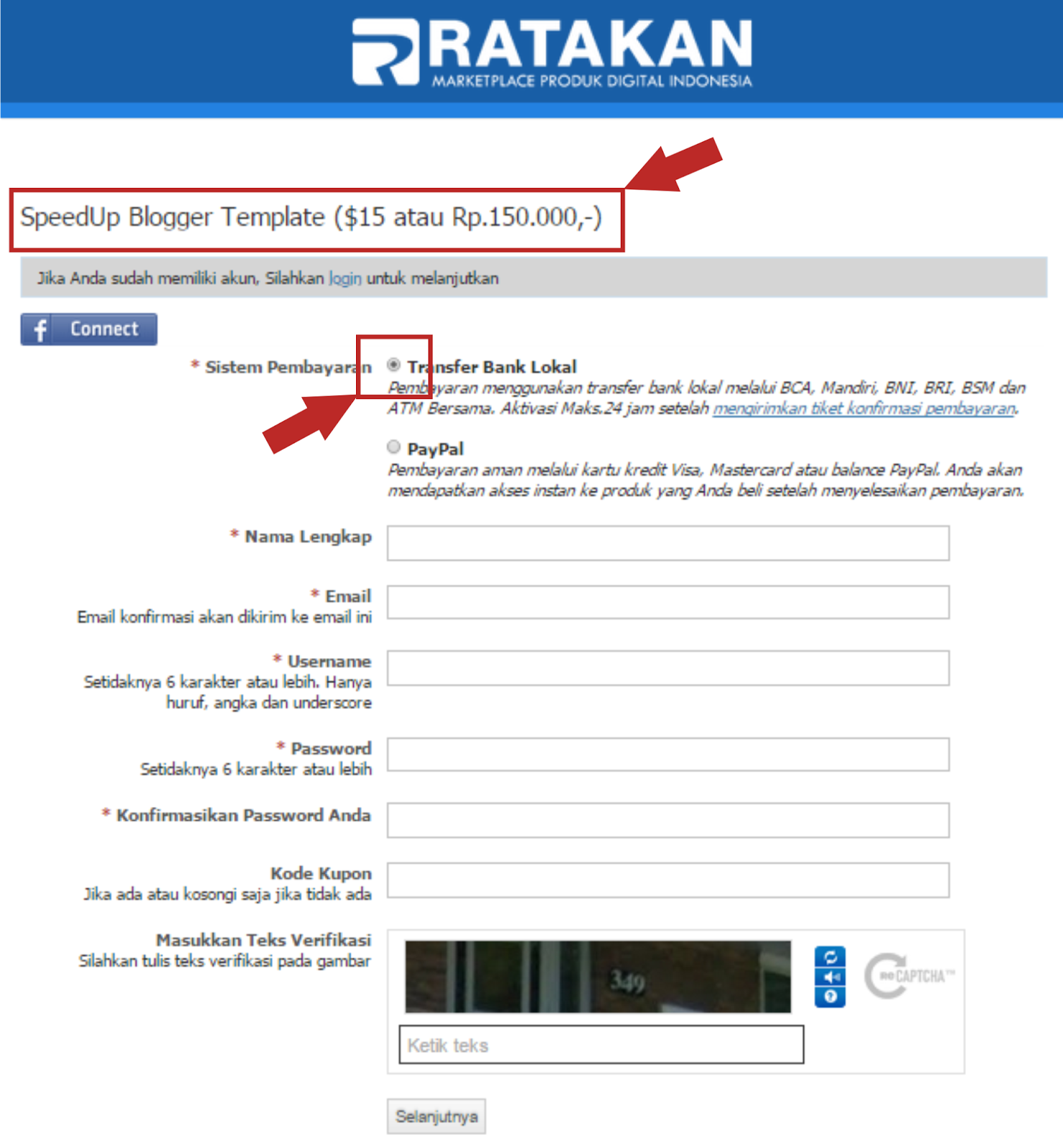 Pengalaman transaksi di ratakan.com, step by step transfer via bank lokal