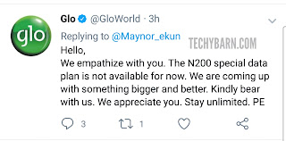 Glo Silently Discontinues it's 1.2GB For N200 Special Data Offer And Promises  A Better Offer.
