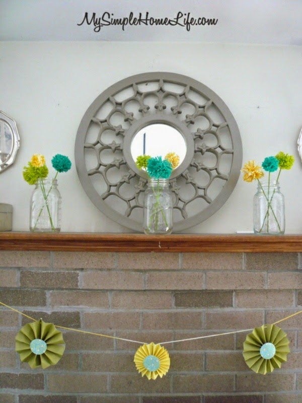 Spring decorations for the fireplace mantel