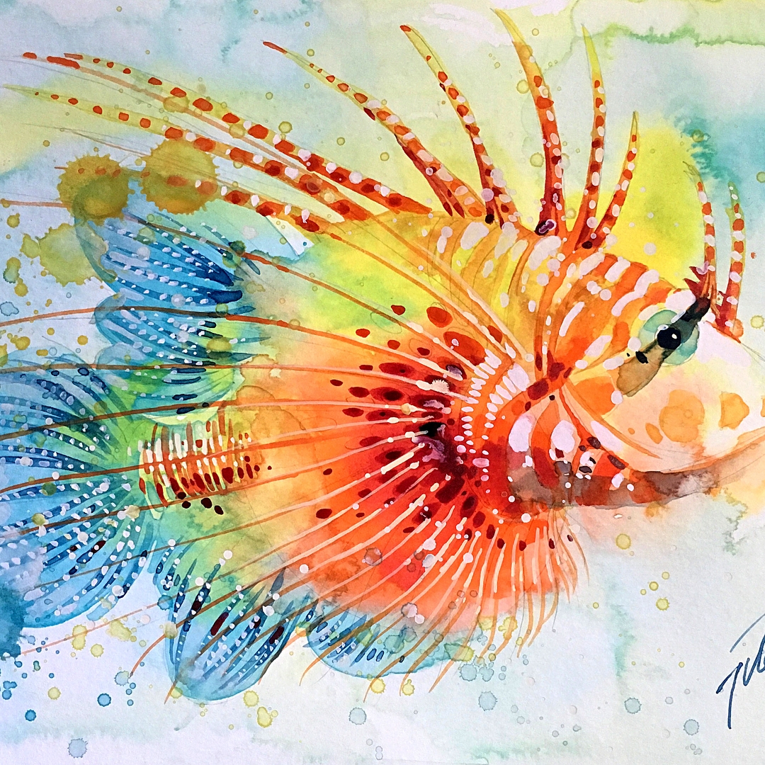 09-Lion-Fish-Tilen-Ti-Paintings-of-Animals-with-Splashes-of-Paint-www-designstack-co