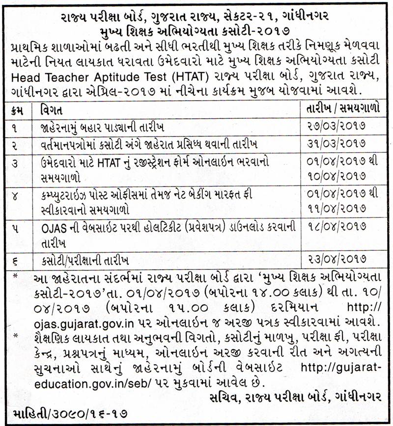 Head Teacher Aptitude Test Gujarat