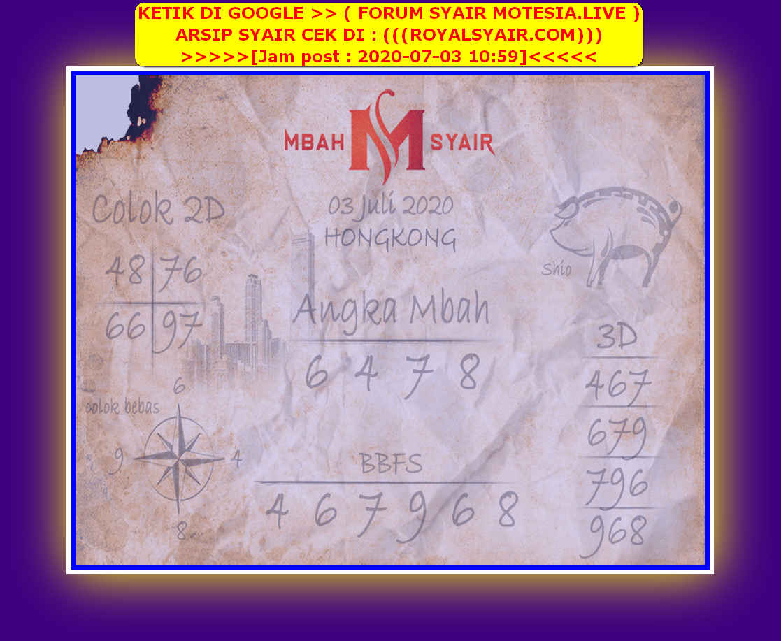 1 New Message Kode Syair Hongkong 3 Juli 2020 Forum Syair Togel Hongkong Singapura Sydney