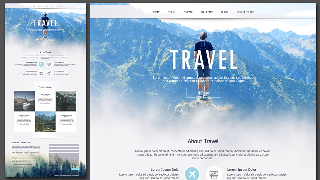 Design Travel Single Page Website Using Photoshop