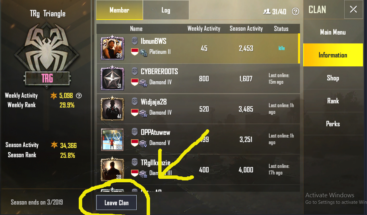 Baru Bloger CARA KELUAR ATAU LEAVE DARI CLAN PUBG