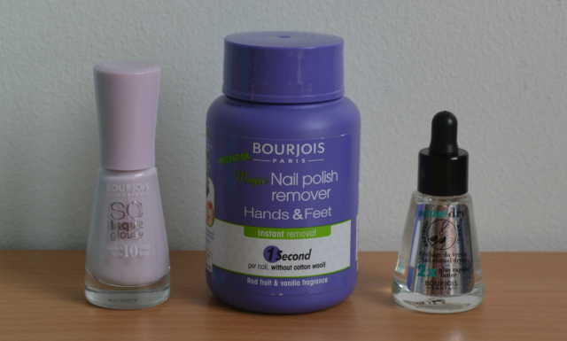 Bourjois magic nail varnish remover for hands and feet, Bourjois so laque in peace and mauve, Bourjois instant dry nail drops