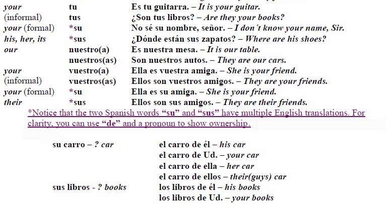 Spanish I Español I Possessive Adjectives & Negative