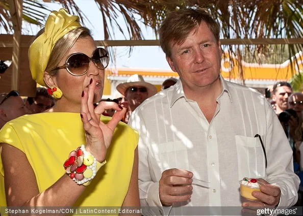 King Willem-Alexander and Queen Maxima of the Netherlands attend Dia di Rincon on April 30, 2015 in Rincon, Netherlands.
