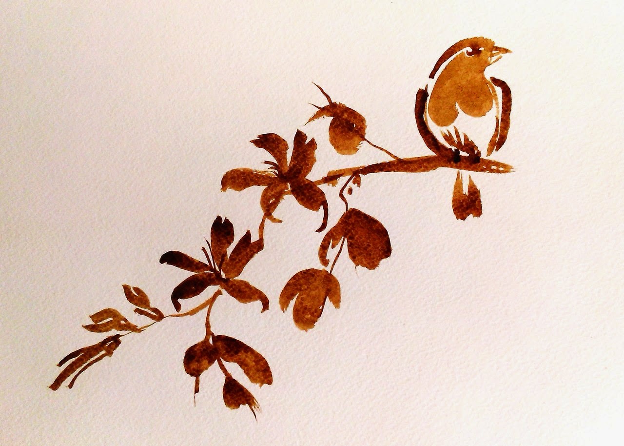 Рисование кофе на бумаге