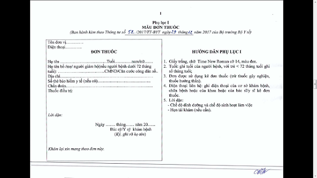 Mẫu đơn thuốc theo quy chế kê đơn mới nhất (TT 52/2017)