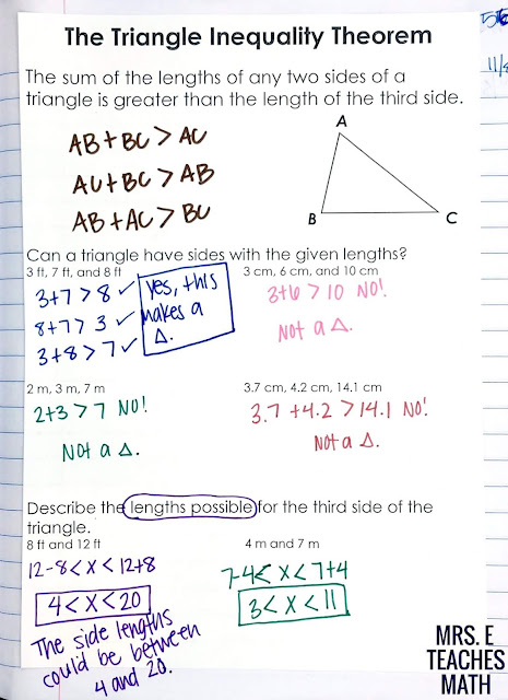 Relationships in Triangles INB Pages  Mrs. E Teaches Math