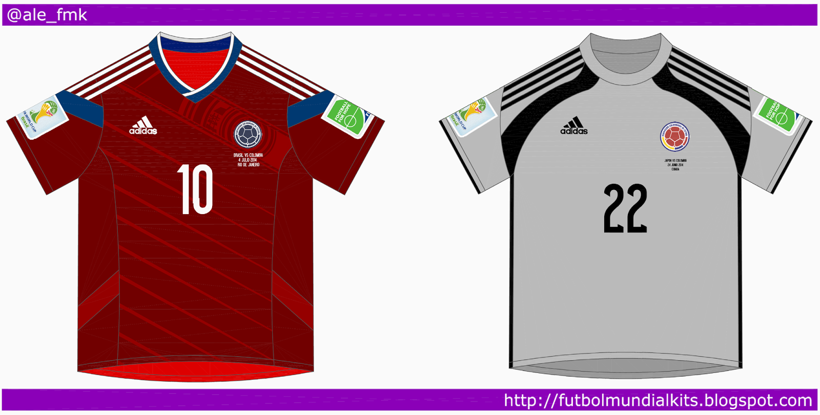 Fútbol Mundial Kits - Uruguay: Selección de Colombia - 2014 (away y