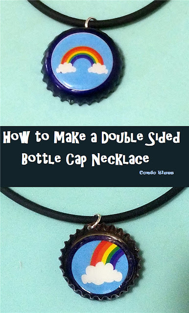 how to make a recycled double sided bottle cap necklace tutorial for kids