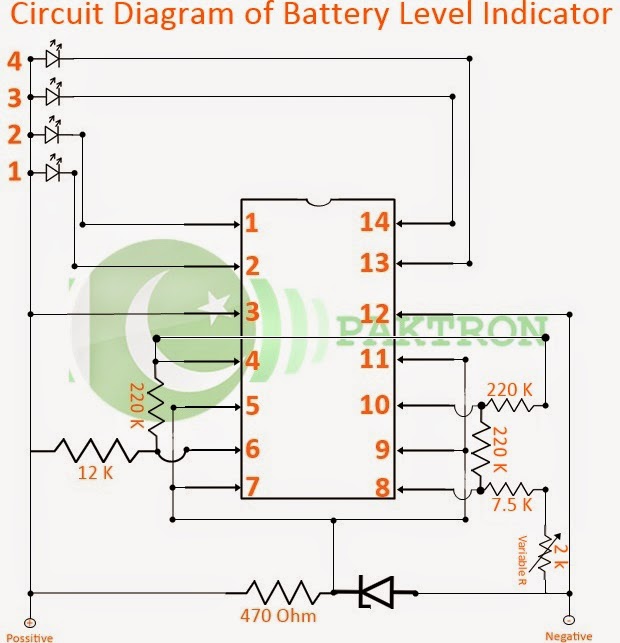 circuit diagram battery level indicator