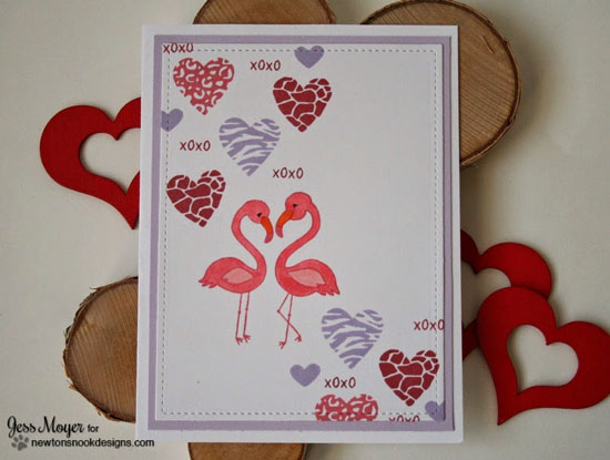 Flamingo Valentine by Jess Moyer - Stamp sets by Newton's Nook Designs