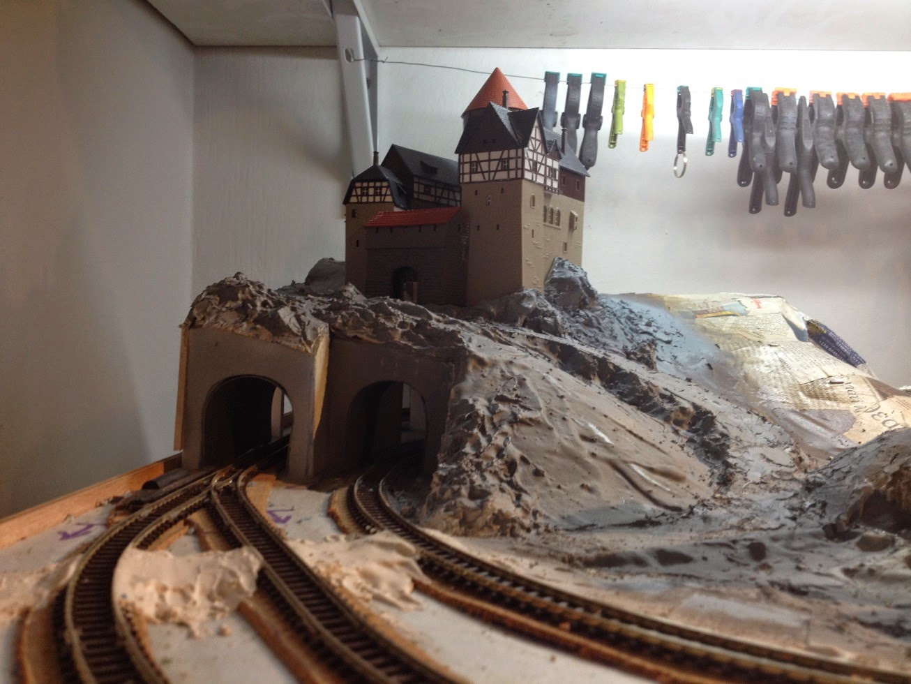Models for us N scale layout "Hills have Castles"