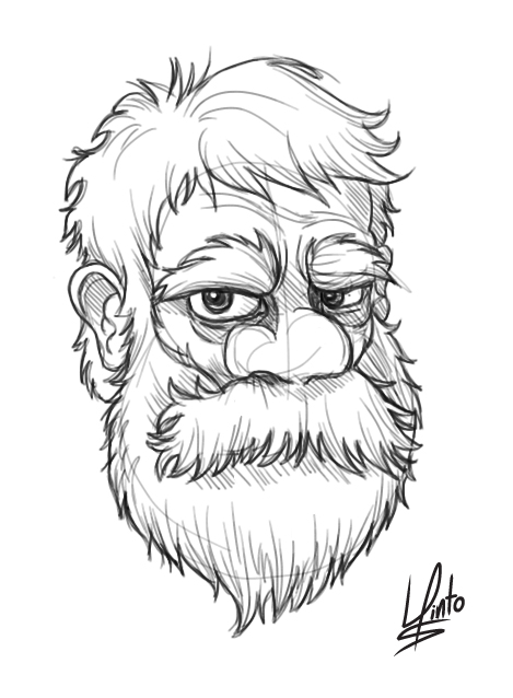 Старик рисунок карандашом для детей