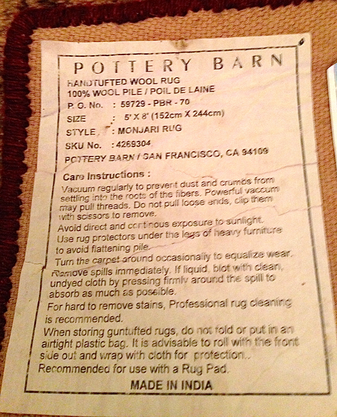 Rebecca Stisser + REdesign Pottery Barn Wool Rug for