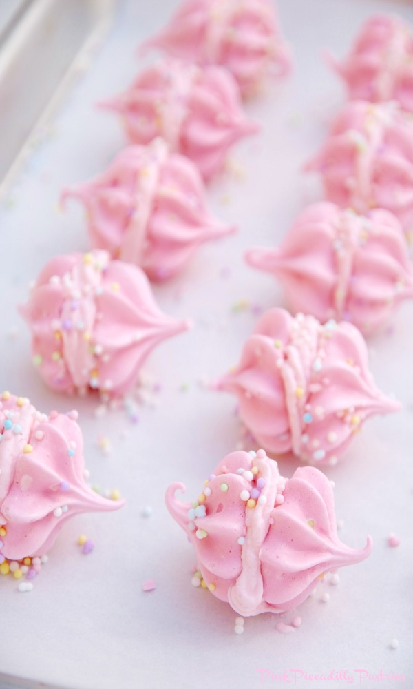 Pink Piccadilly Pastries Pink Vanilla Meringues with Cotton Candy