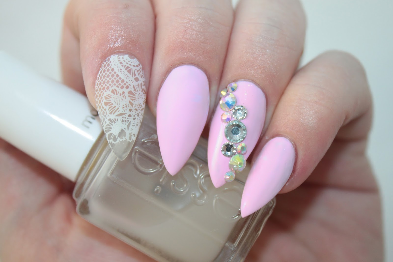 pink lace nail design