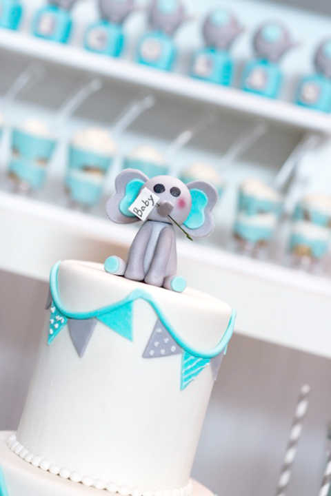 Baby Blue And Gray Elephant Baby Shower