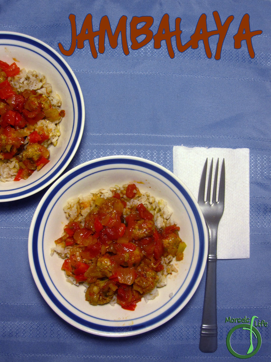 Morsels of Life - Jambalaya - A quick and easy jambalaya with sausage, onion, celery, bell pepper, and tomatoes. Perfect served on top of rice.