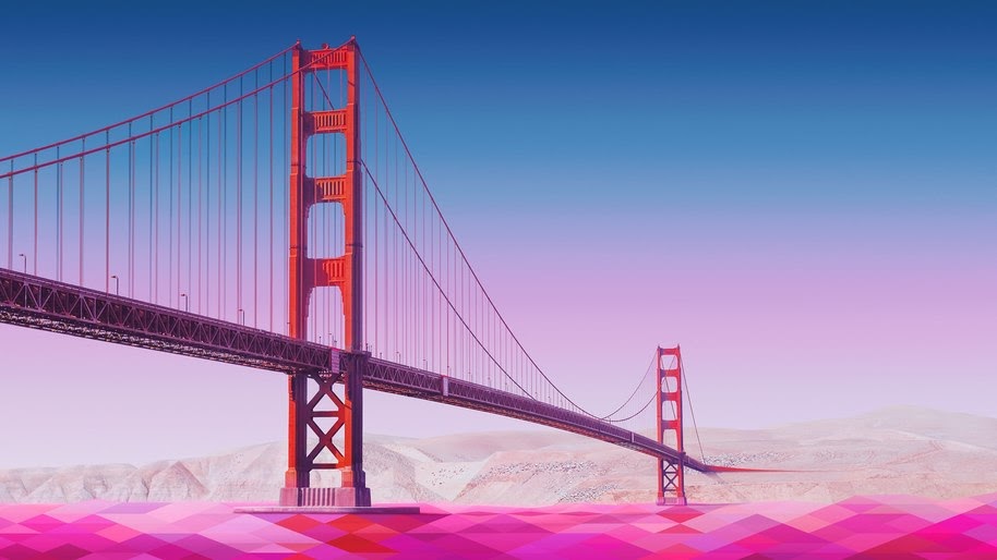 San Franscisco, Golden Gate Bridge, Digital Art, Minimalist, 4K, #48