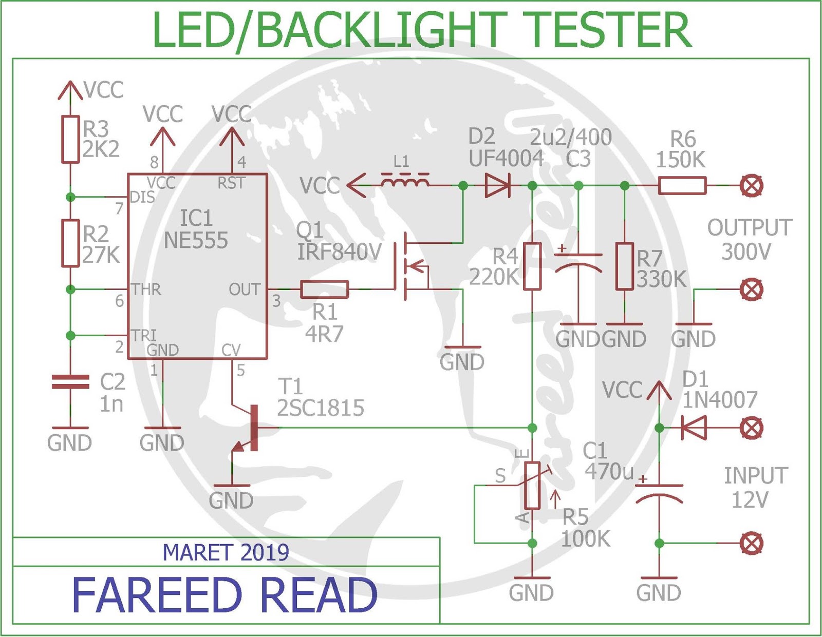 300v Led Backlight Tester Circuit Diagram