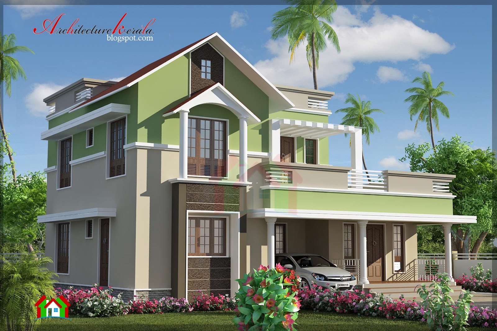 Architecture Kerala  4 BHK CONTEMPORARY HOUSE  ELEVATION 