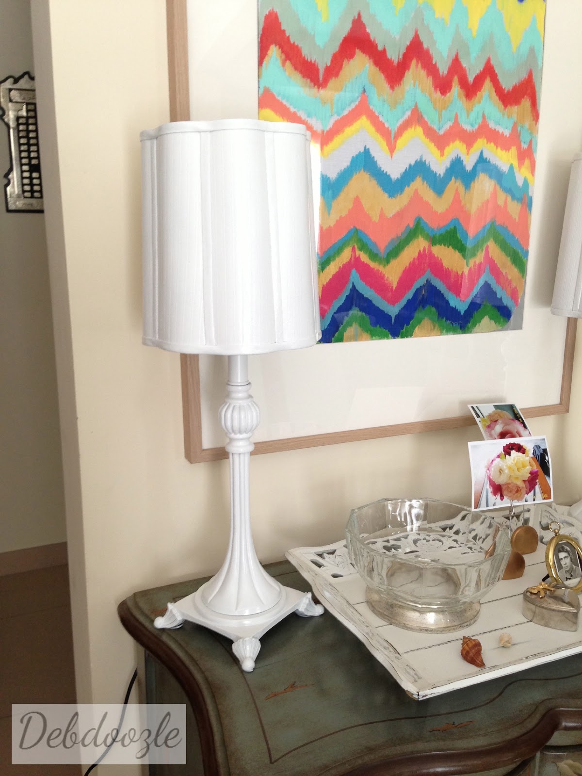 Debdoozle Spray Painting Black Fabric Lampshades (no fabric medium)