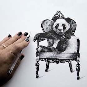 03-Panda-on-an-Armchair-Surreal-Animals-Mostly-Ink-Drawings-www-designstack-co