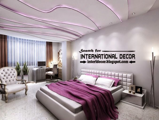 plaster ceiling designs for bedroom ceiling, multi-level plaster ceiling led lights